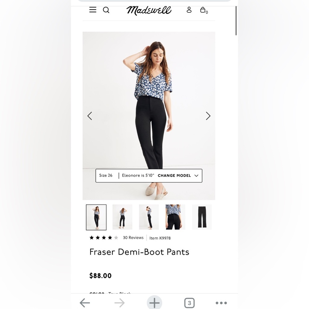 Madewell Black Fraser Demi Boot Pant (29)